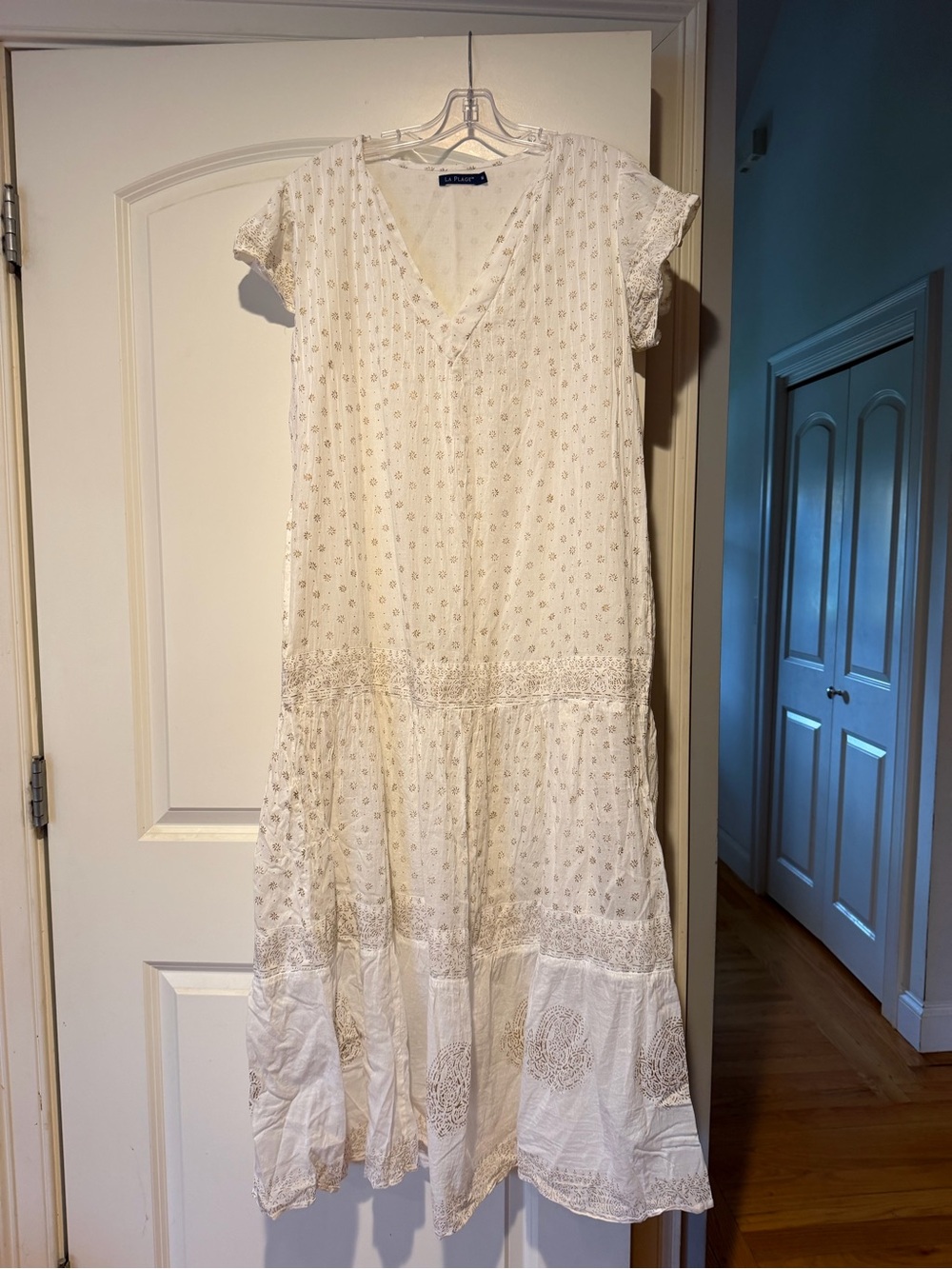 La Plage Boho Eyelet Maxi Dress - White - fully lined